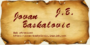 Jovan Baškalović vizit kartica